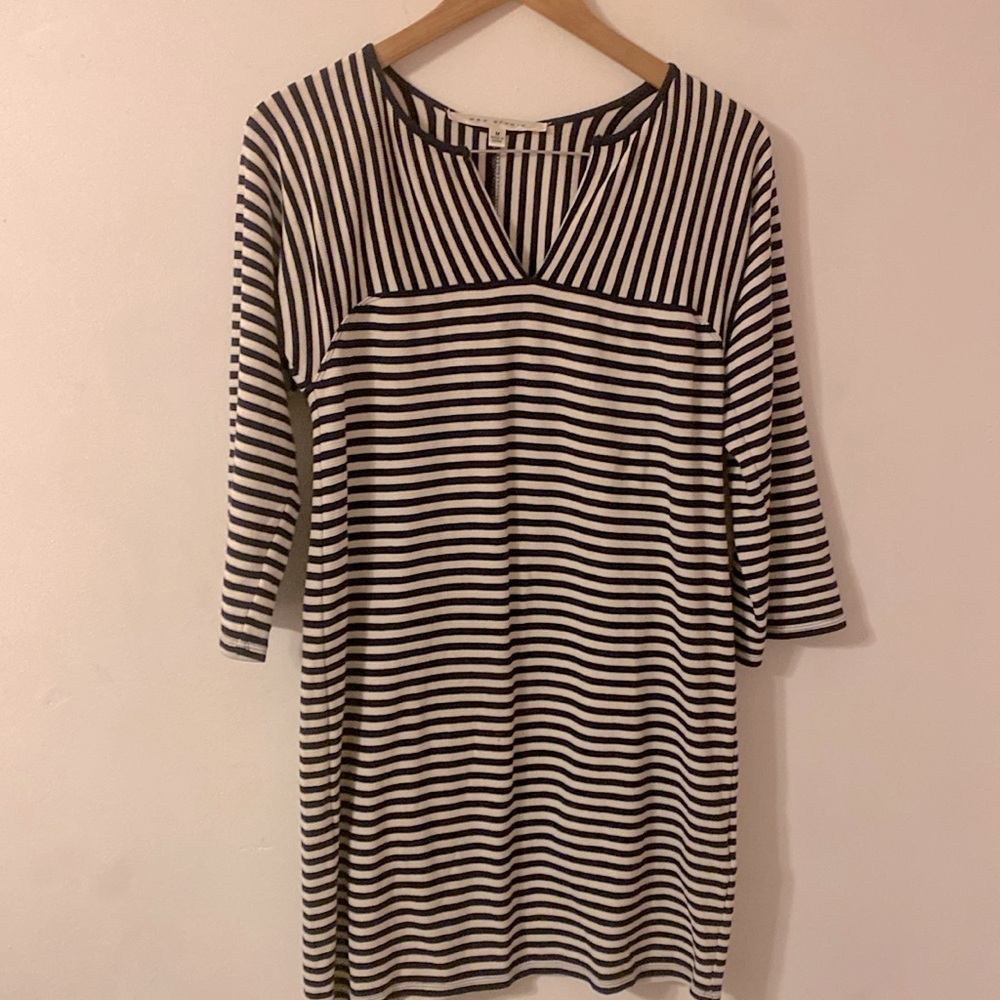 Max Studio Women’s Dress Size M Navy & White Striped Nautical